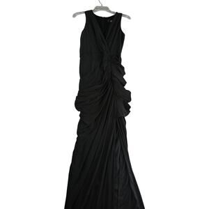 BA Nites Dress Womens 6 Black Maxi Formal Wedding Ruched Sleeveless Kohl's NWT